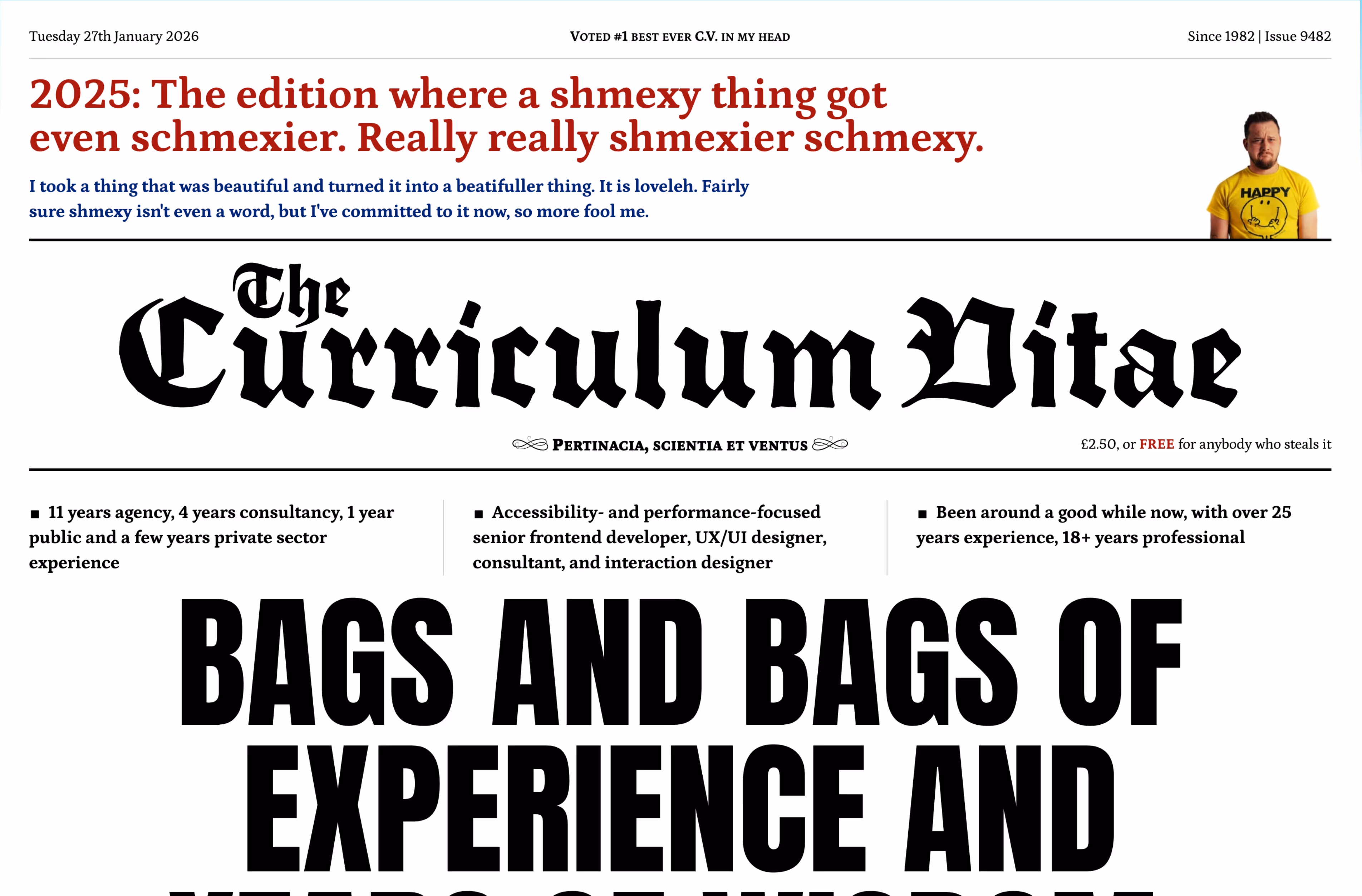 A screenshot of The Curriculum Vitae website at desktop screen size